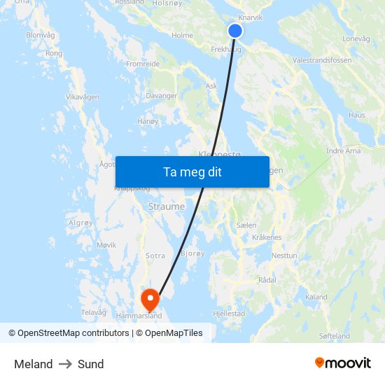 Meland to Sund map