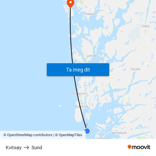 Kvitsøy to Sund map