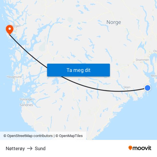 Nøtterøy to Sund map