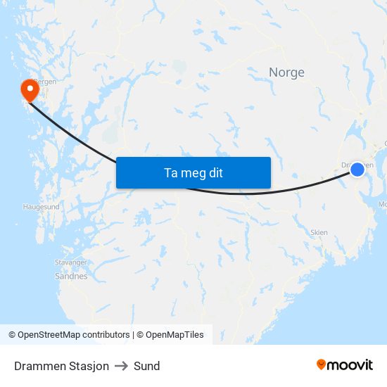 Drammen Stasjon to Sund map