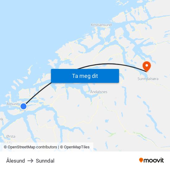 Ålesund to Sunndal map