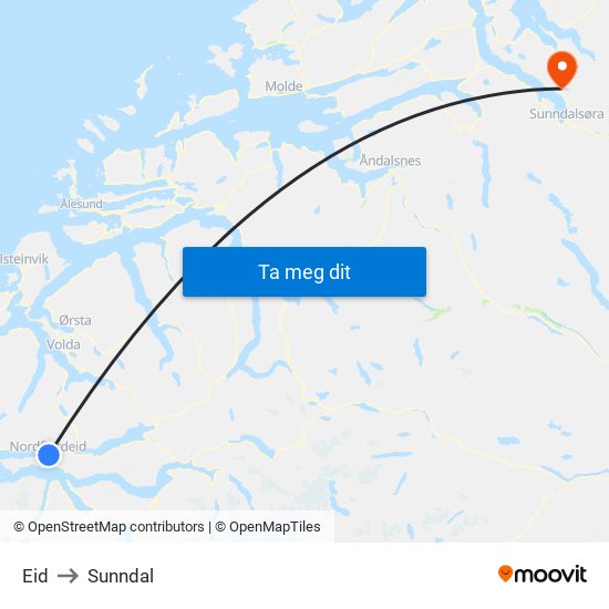 Eid to Sunndal map