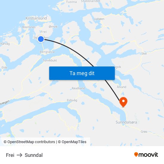 Frei to Sunndal map