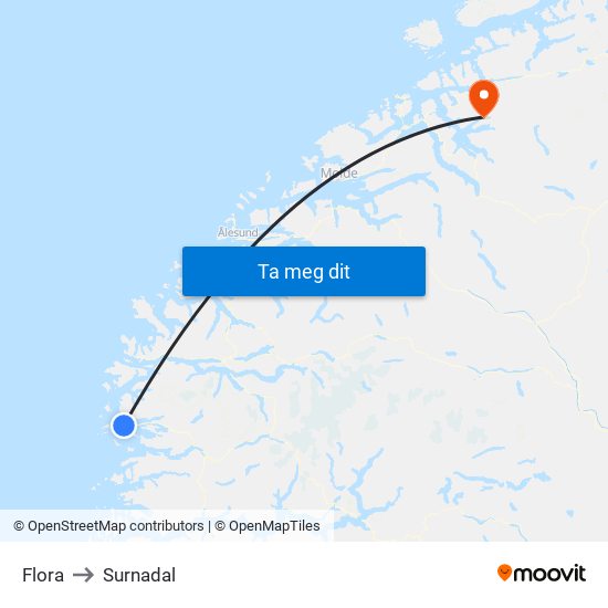 Flora to Surnadal map