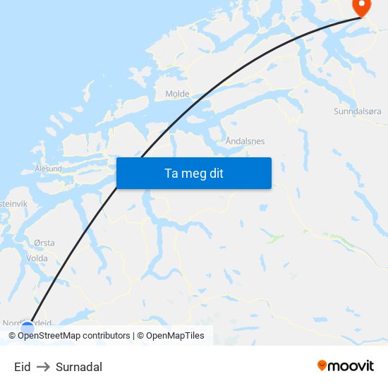 Eid to Surnadal map