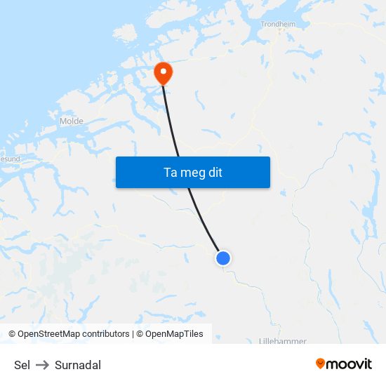 Sel to Surnadal map