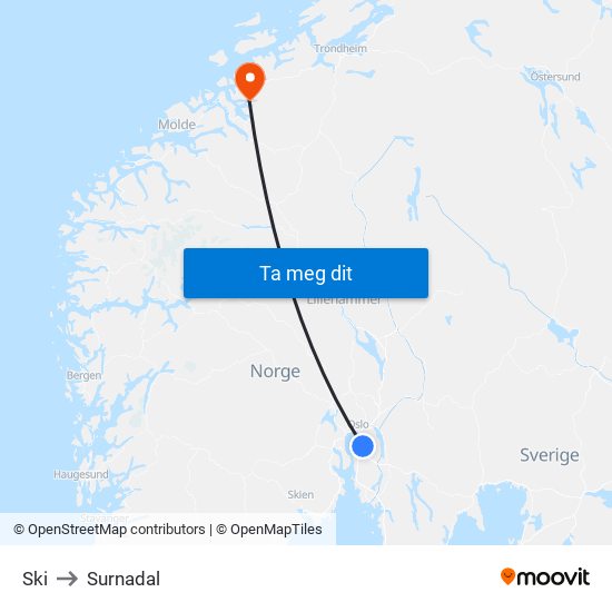 Ski to Surnadal map