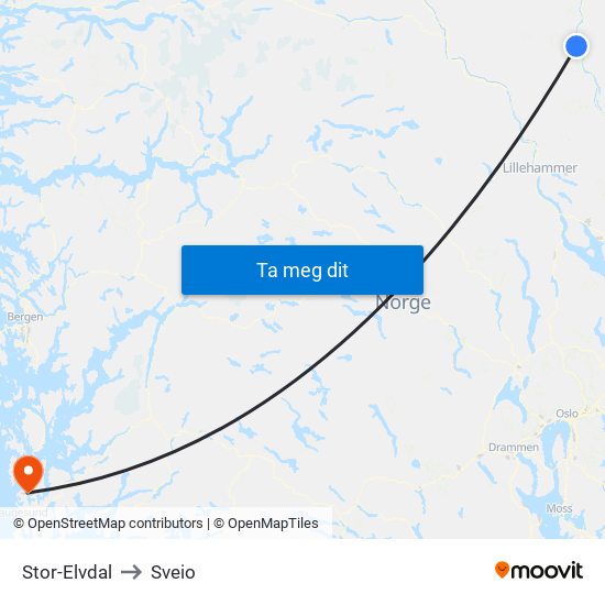 Stor-Elvdal to Sveio map