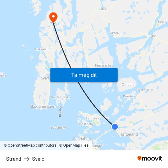 Strand to Sveio map