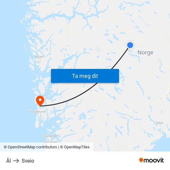 Ål to Sveio map