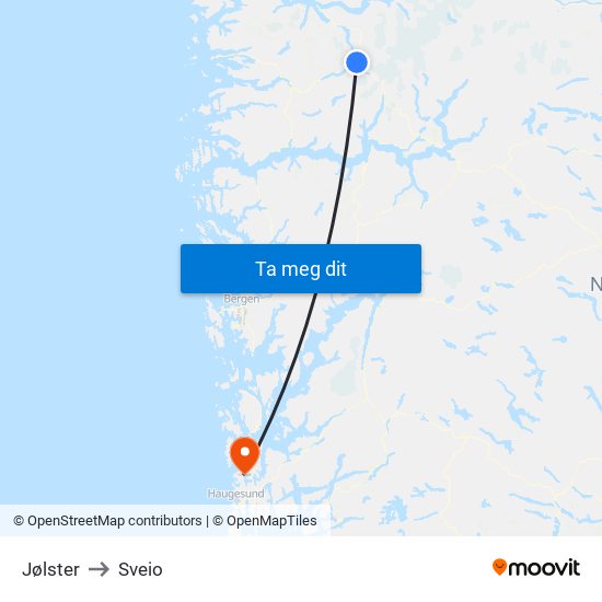 Jølster to Sveio map