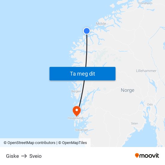 Giske to Sveio map