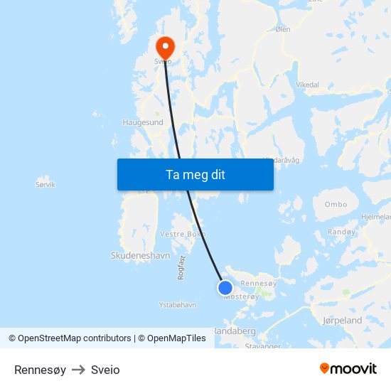 Rennesøy to Sveio map