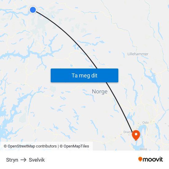 Stryn to Svelvik map