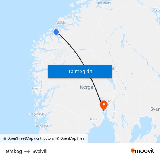 Ørskog to Svelvik map