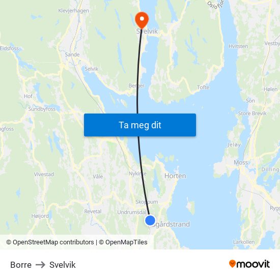 Borre to Svelvik map