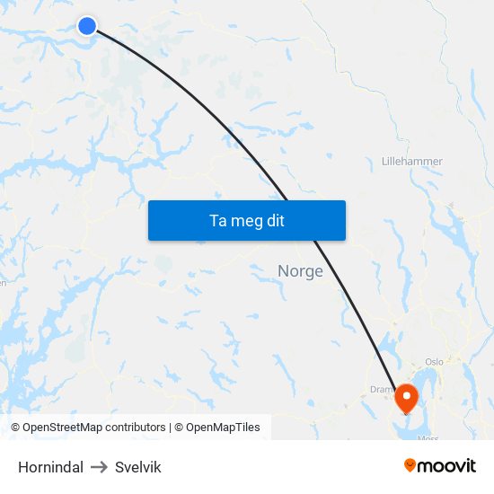 Hornindal to Svelvik map