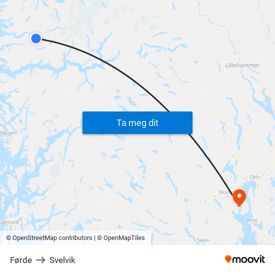 Førde to Svelvik map