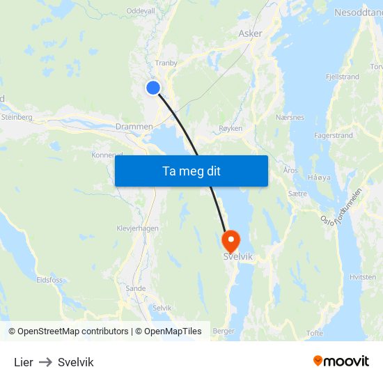 Lier to Svelvik map