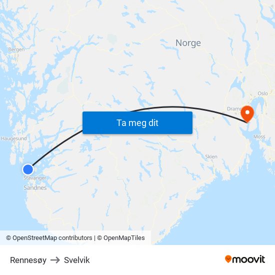 Rennesøy to Svelvik map