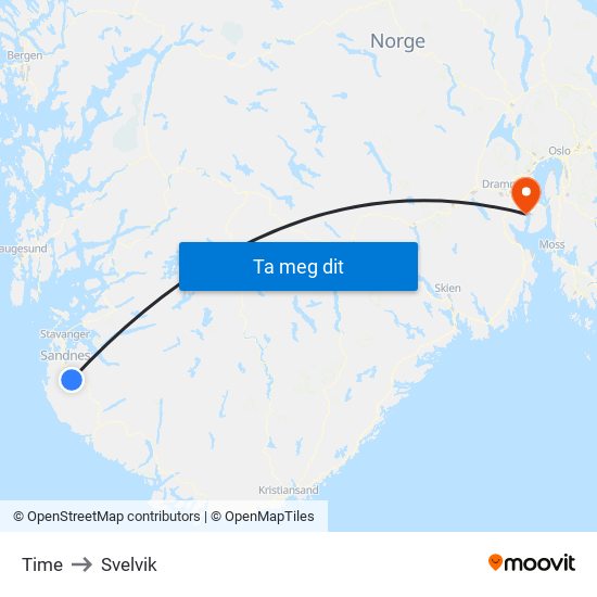 Time to Svelvik map