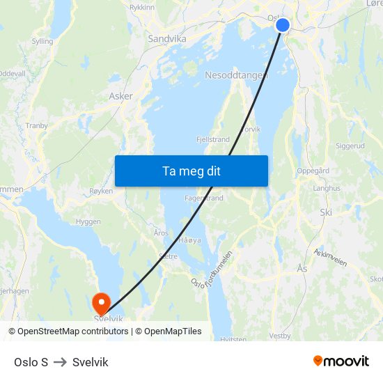 Oslo S to Svelvik map