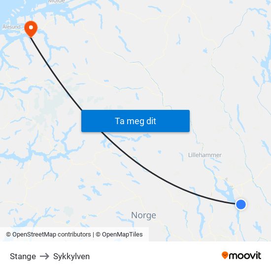 Stange to Sykkylven map