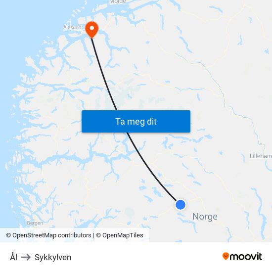 Ål to Sykkylven map