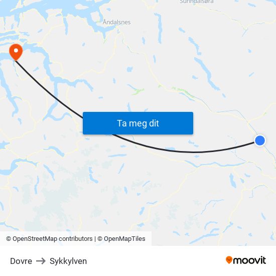 Dovre to Sykkylven map