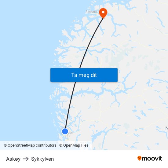 Askøy to Sykkylven map