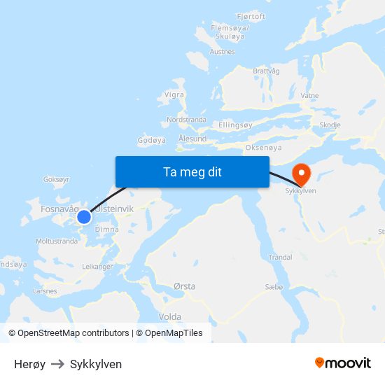 Herøy to Sykkylven map