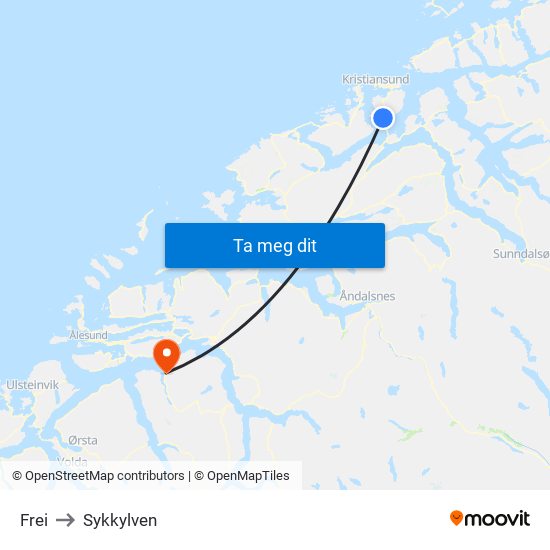 Frei to Sykkylven map