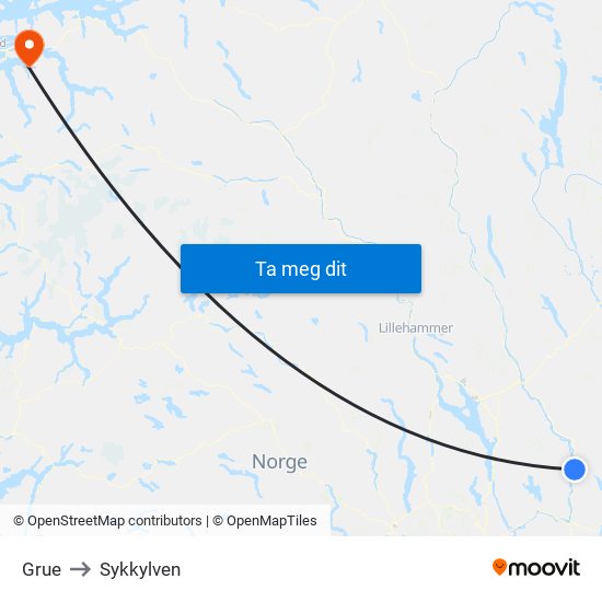 Grue to Sykkylven map