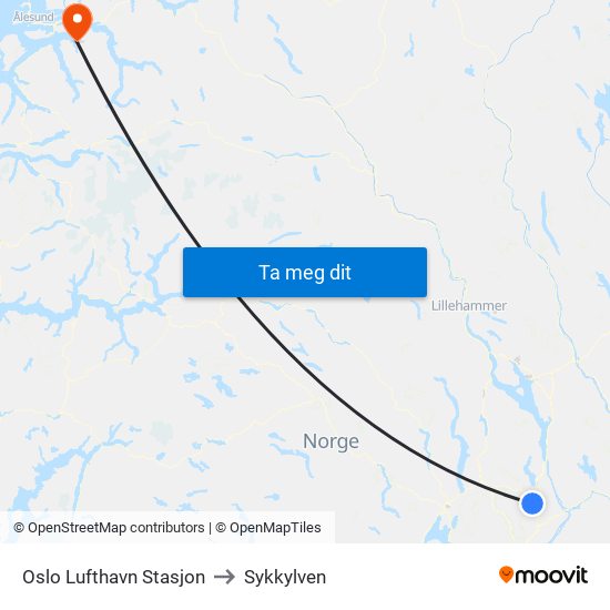 Oslo Lufthavn Stasjon to Sykkylven map