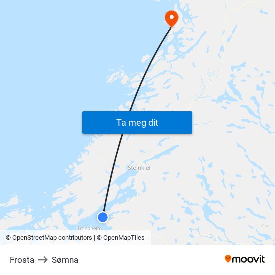 Frosta to Sømna map