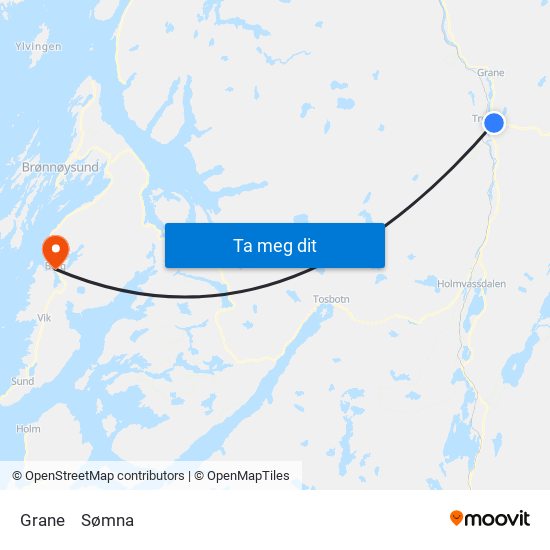 Grane to Sømna map