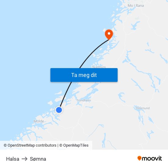 Halsa to Sømna map