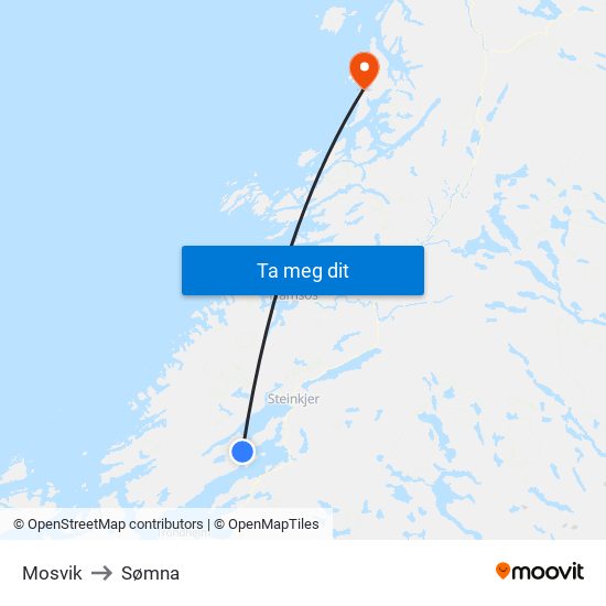 Mosvik to Sømna map