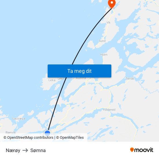 Nærøy to Sømna map