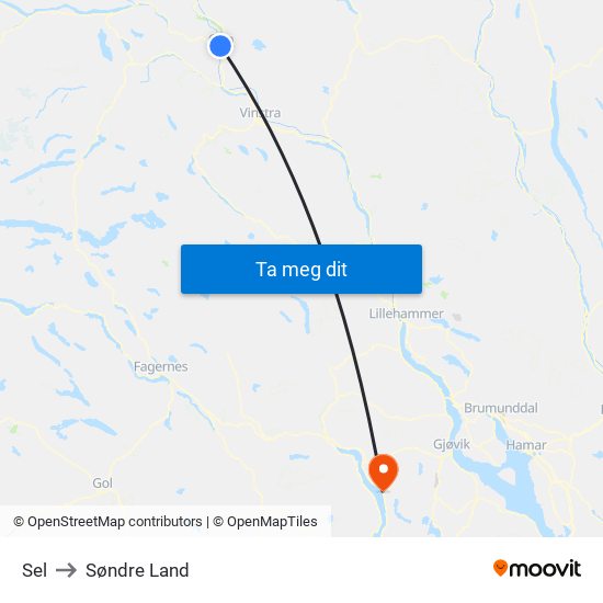 Sel to Søndre Land map