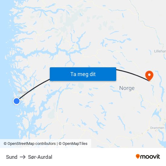 Sund to Sør-Aurdal map