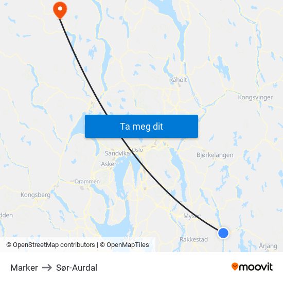 Marker to Sør-Aurdal map