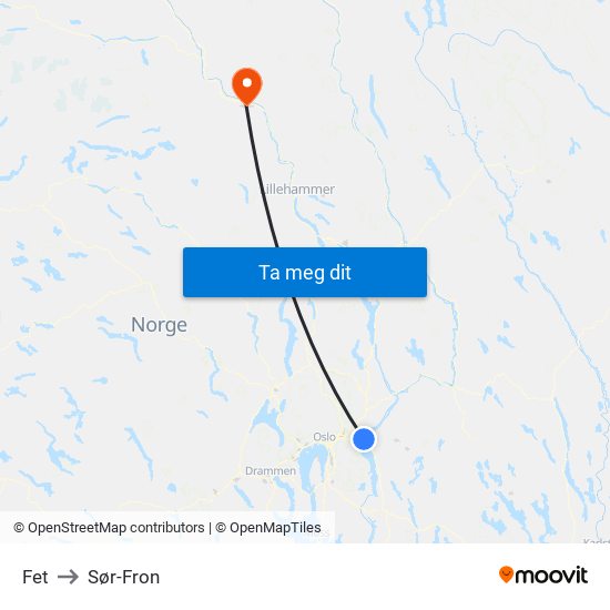 Fet to Sør-Fron map