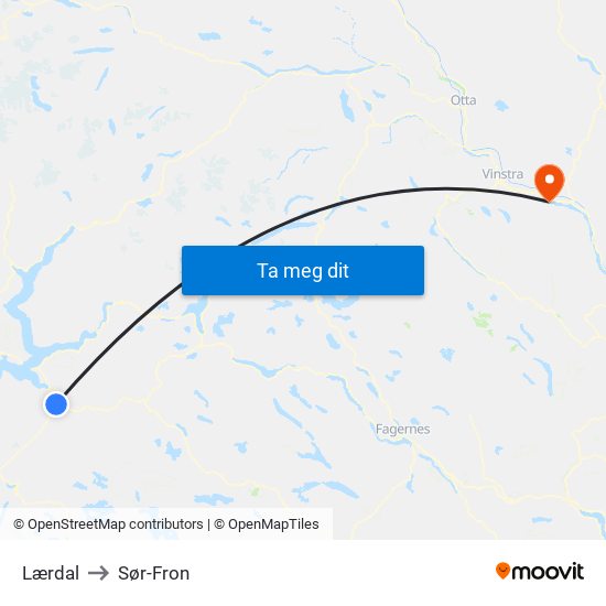 Lærdal to Lærdal map