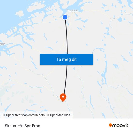 Skaun to Sør-Fron map