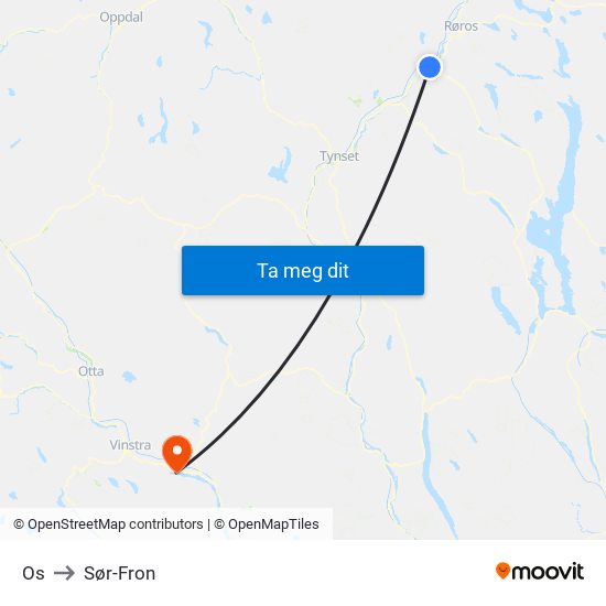 Os to Sør-Fron map