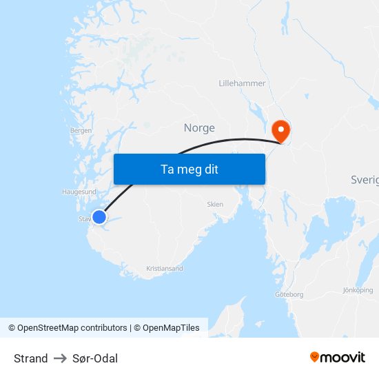 Strand to Sør-Odal map