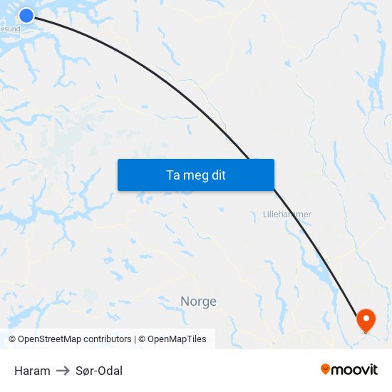 Haram to Sør-Odal map
