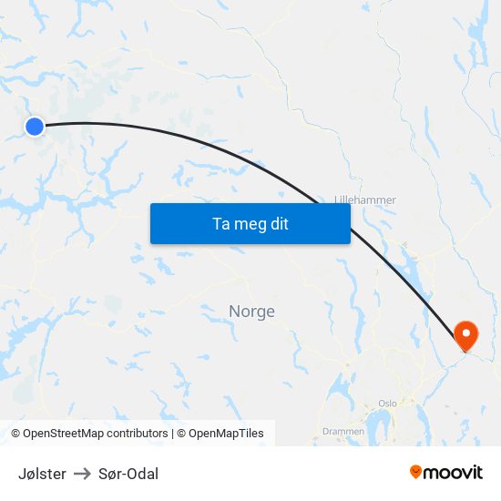 Jølster to Sør-Odal map