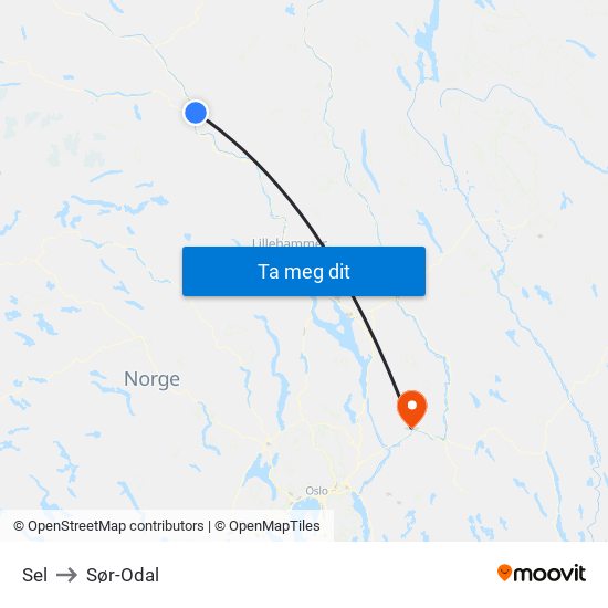 Sel to Sør-Odal map